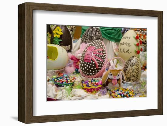 Australia. Easter Display of Decorated Eggs and Stuffed Easter Bunny-Cindy Miller Hopkins-Framed Photographic Print