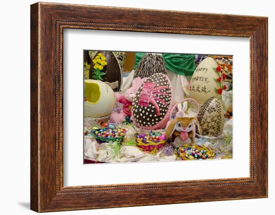Australia. Easter Display of Decorated Eggs and Stuffed Easter Bunny-Cindy Miller Hopkins-Framed Photographic Print