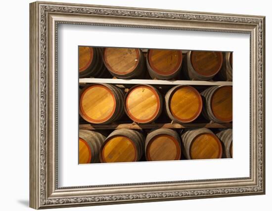 Australia, Fleurieu Peninsula, Mclaren Vale, Wine Barrels-Walter Bibikow-Framed Photographic Print