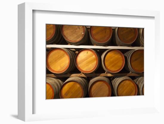 Australia, Fleurieu Peninsula, Mclaren Vale, Wine Barrels-Walter Bibikow-Framed Photographic Print