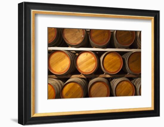 Australia, Fleurieu Peninsula, Mclaren Vale, Wine Barrels-Walter Bibikow-Framed Photographic Print