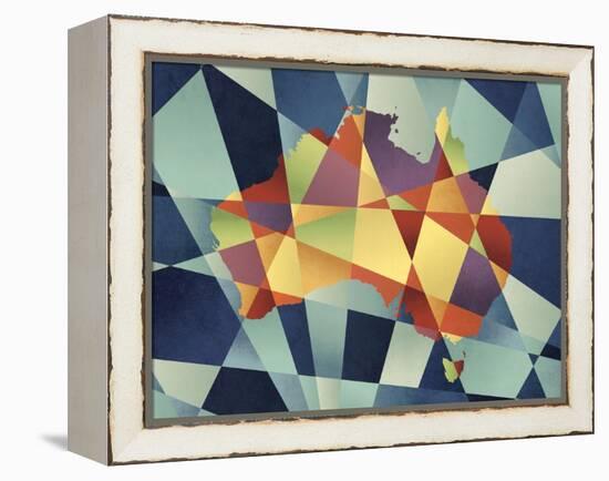 Australia Geometric Retro Map-Tompsett Michael-Framed Stretched Canvas