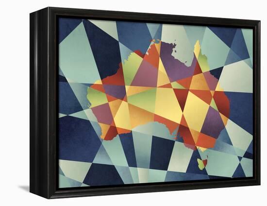 Australia Geometric Retro Map-Tompsett Michael-Framed Stretched Canvas