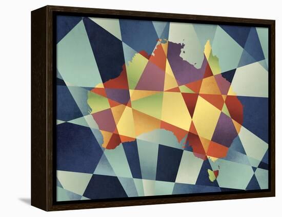 Australia Geometric Retro Map-Tompsett Michael-Framed Stretched Canvas