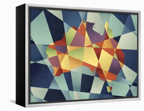 Australia Geometric Retro Map-Tompsett Michael-Framed Stretched Canvas