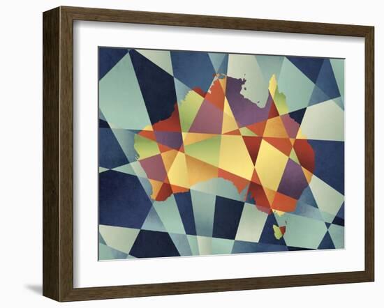 Australia Geometric Retro Map-Tompsett Michael-Framed Art Print