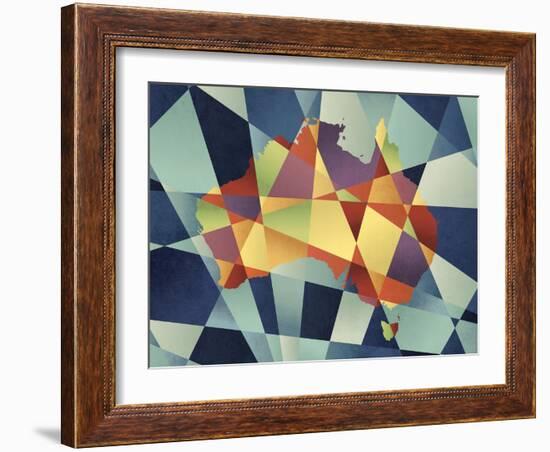 Australia Geometric Retro Map-Tompsett Michael-Framed Art Print