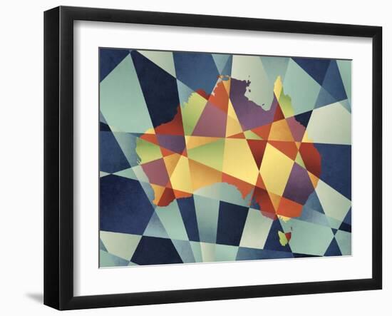 Australia Geometric Retro Map-Tompsett Michael-Framed Art Print