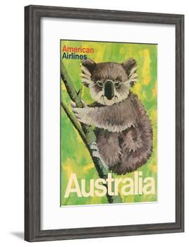 Australia - Koala Bear In Tree - American Airlines-Robert Jones-Framed Art Print