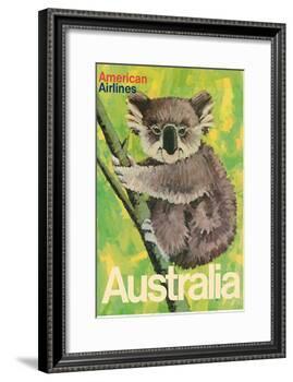 Australia - Koala Bear In Tree - American Airlines-Robert Jones-Framed Art Print