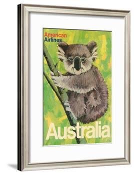 Australia - Koala Bear In Tree - American Airlines-Robert Jones-Framed Art Print