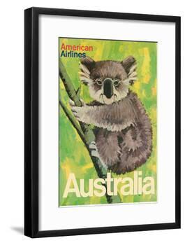 Australia - Koala Bear In Tree - American Airlines-Robert Jones-Framed Art Print