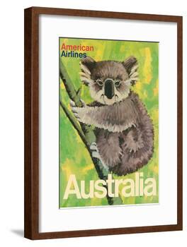 Australia - Koala Bear In Tree - American Airlines-Robert Jones-Framed Art Print