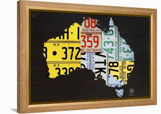 Australia License Plate Map-Design Turnpike-Framed Premier Image Canvas