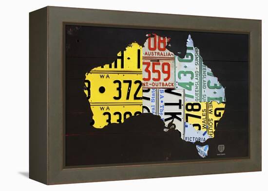 Australia License Plate Map-Design Turnpike-Framed Premier Image Canvas