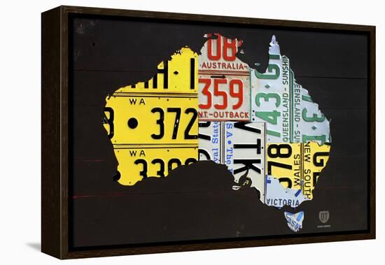 Australia License Plate Map-Design Turnpike-Framed Premier Image Canvas