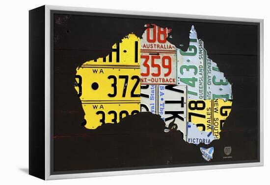 Australia License Plate Map-Design Turnpike-Framed Premier Image Canvas