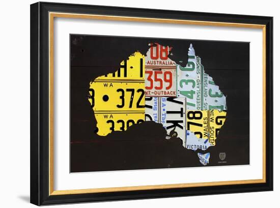 Australia License Plate Map-Design Turnpike-Framed Giclee Print