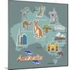 Australia Map and Travel Icon Eps 10 Format-Sajja-Mounted Art Print