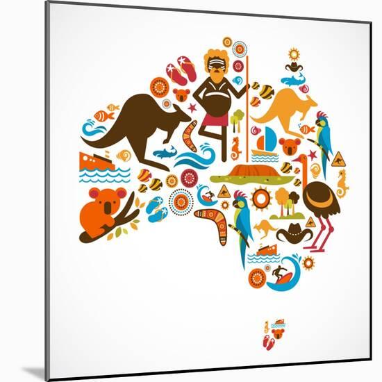 Australia Map-Marish-Mounted Art Print