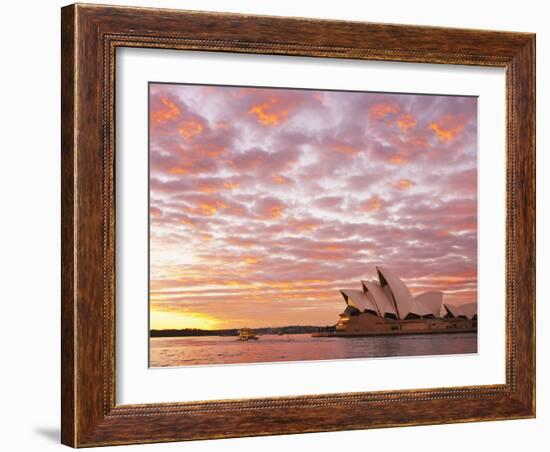Australia, New South Wales, Sydney, Sydney Opera House, Boat in Harbour at Sunrise-Shaun Egan-Framed Photographic Print
