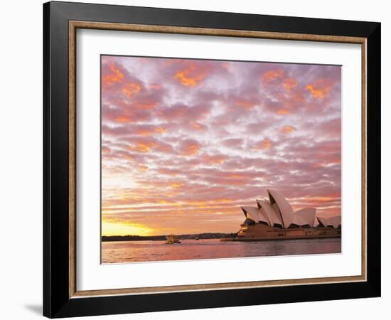 Australia, New South Wales, Sydney, Sydney Opera House, Boat in Harbour at Sunrise-Shaun Egan-Framed Photographic Print