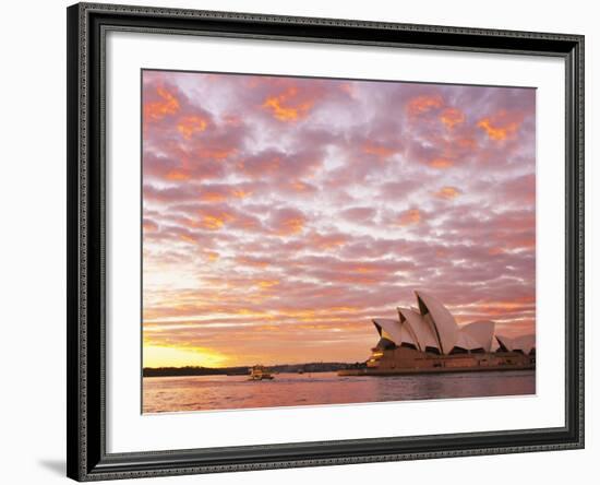 Australia, New South Wales, Sydney, Sydney Opera House, Boat in Harbour at Sunrise-Shaun Egan-Framed Photographic Print