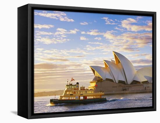 Australia, New South Wales, Sydney, Sydney Opera House, Boat Infront of Opera House-Shaun Egan-Framed Premier Image Canvas