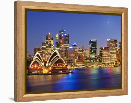 Australia, New South Wales, Sydney, Sydney Opera House, City Skyline at Dusk-Shaun Egan-Framed Premier Image Canvas