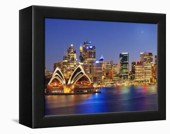 Australia, New South Wales, Sydney, Sydney Opera House, City Skyline at Dusk-Shaun Egan-Framed Premier Image Canvas