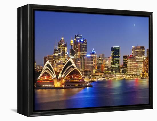 Australia, New South Wales, Sydney, Sydney Opera House, City Skyline at Dusk-Shaun Egan-Framed Premier Image Canvas