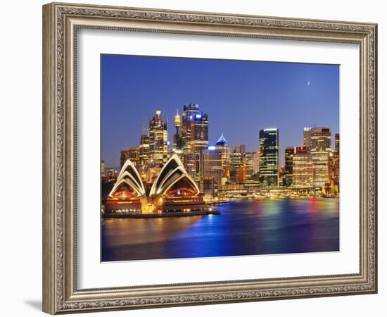 Australia, New South Wales, Sydney, Sydney Opera House, City Skyline at Dusk-Shaun Egan-Framed Photographic Print