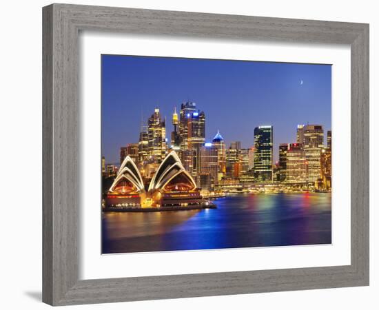 Australia, New South Wales, Sydney, Sydney Opera House, City Skyline at Dusk-Shaun Egan-Framed Photographic Print