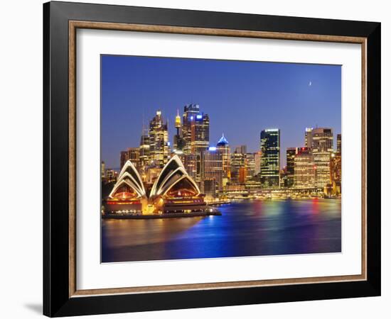 Australia, New South Wales, Sydney, Sydney Opera House, City Skyline at Dusk-Shaun Egan-Framed Photographic Print