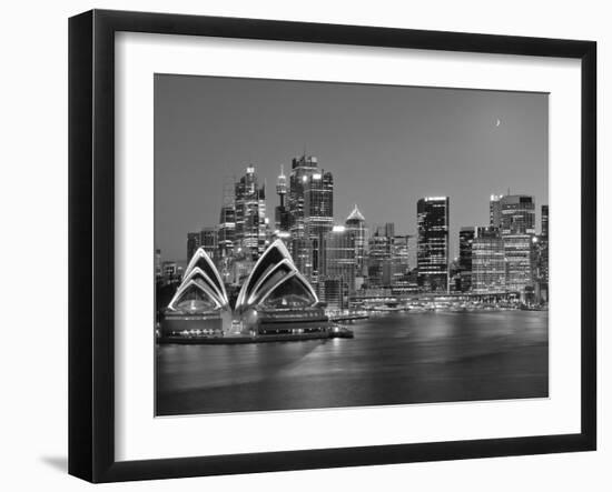 Australia, New South Wales, Sydney, Sydney Opera House, City Skyline at Dusk-Shaun Egan-Framed Premium Photographic Print