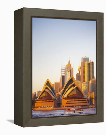 Australia, New South Wales, Sydney, Sydney Opera House, Passenger Ferry Passing Opera House-Shaun Egan-Framed Premier Image Canvas