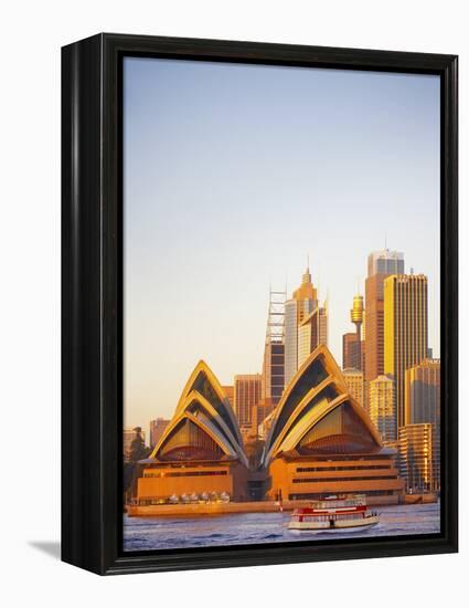 Australia, New South Wales, Sydney, Sydney Opera House, Passenger Ferry Passing Opera House-Shaun Egan-Framed Premier Image Canvas