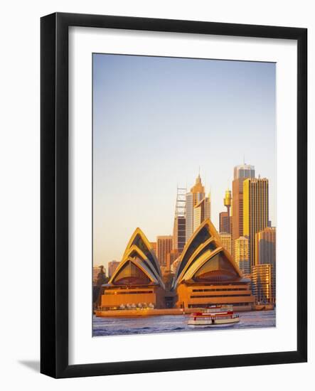 Australia, New South Wales, Sydney, Sydney Opera House, Passenger Ferry Passing Opera House-Shaun Egan-Framed Photographic Print