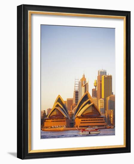 Australia, New South Wales, Sydney, Sydney Opera House, Passenger Ferry Passing Opera House-Shaun Egan-Framed Photographic Print