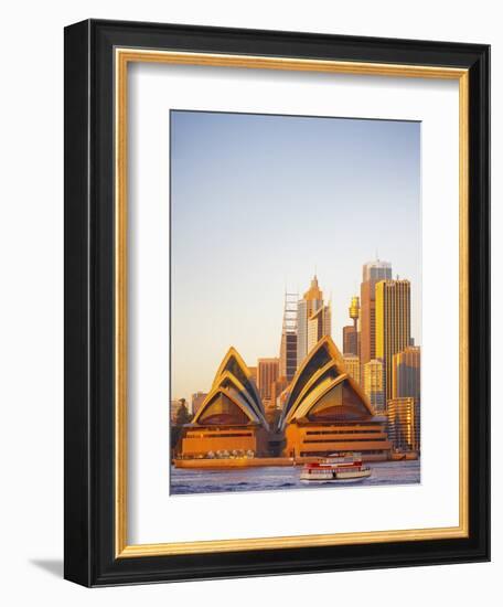 Australia, New South Wales, Sydney, Sydney Opera House, Passenger Ferry Passing Opera House-Shaun Egan-Framed Premium Photographic Print