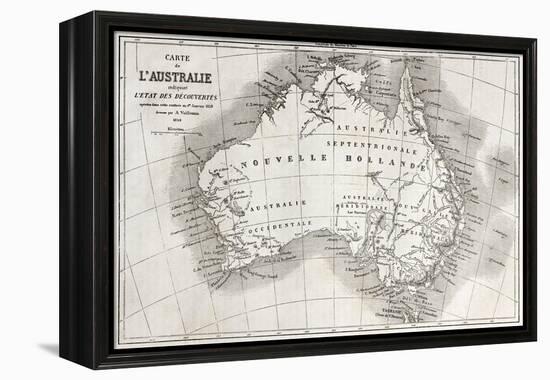 Australia Old Map-marzolino-Framed Stretched Canvas