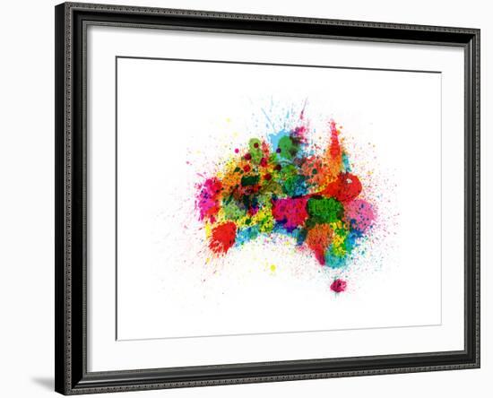 Australia Paint Splashes Map-Michael Tompsett-Framed Art Print