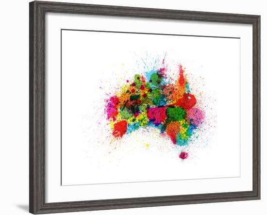 Australia Paint Splashes Map-Michael Tompsett-Framed Art Print