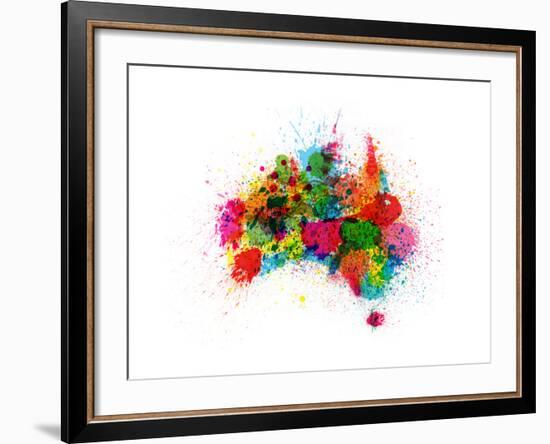 Australia Paint Splashes Map-Michael Tompsett-Framed Art Print