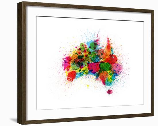 Australia Paint Splashes Map-Michael Tompsett-Framed Art Print