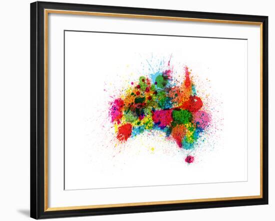 Australia Paint Splashes Map-Michael Tompsett-Framed Art Print