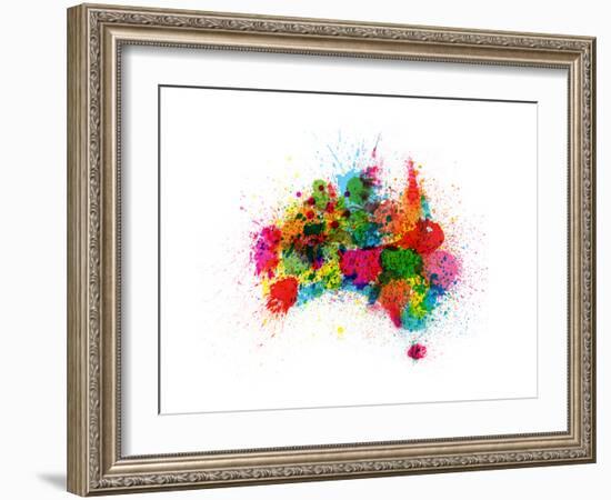 Australia Paint Splashes Map-Michael Tompsett-Framed Art Print