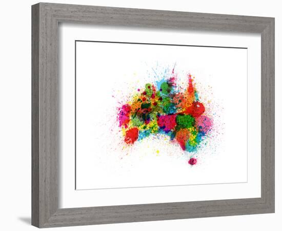 Australia Paint Splashes Map-Michael Tompsett-Framed Art Print