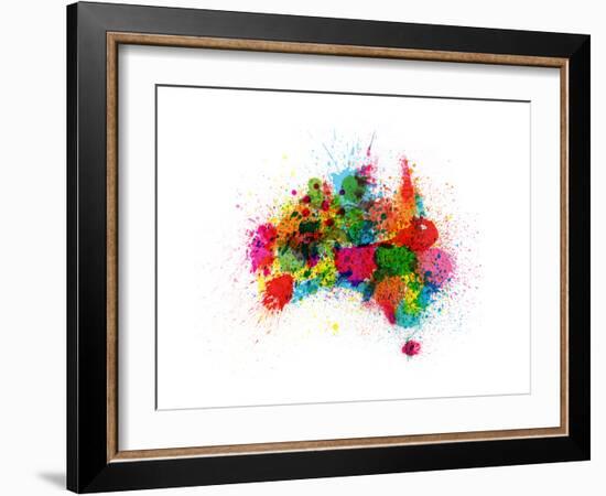 Australia Paint Splashes Map-Michael Tompsett-Framed Art Print