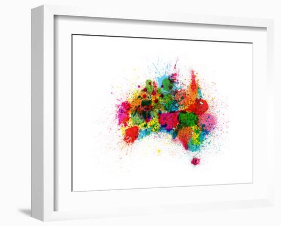 Australia Paint Splashes Map-Michael Tompsett-Framed Art Print